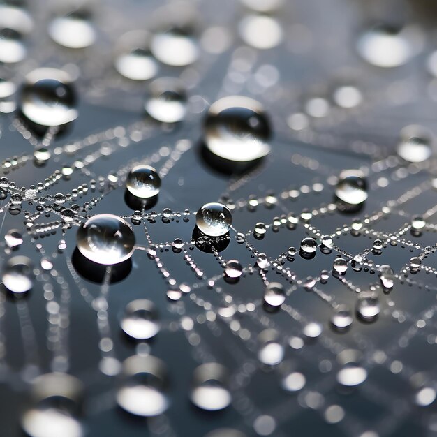 Gotas de rocío en la web fotografía macro