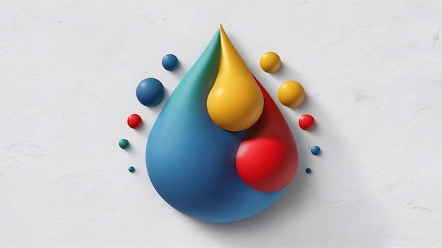 Gotas de tinta 3d cmyk aisladas en papel blanco de fondo Ilustración de papel tapiz cuadrado