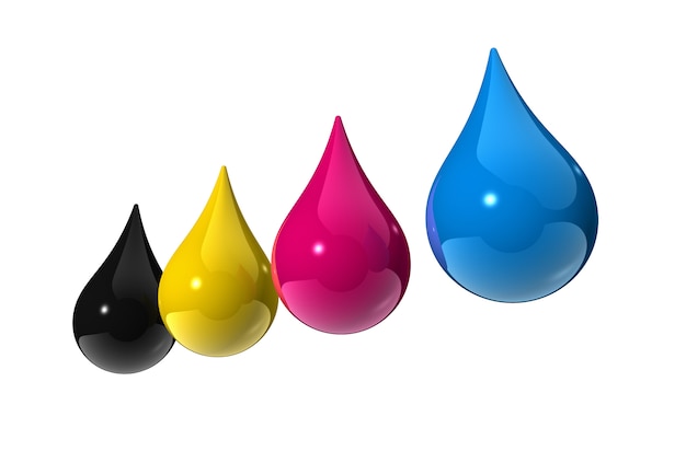 Gotas de tinta 3D cmyk