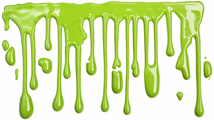 Foto gotas verdes pegajosas em fundo branco isolado