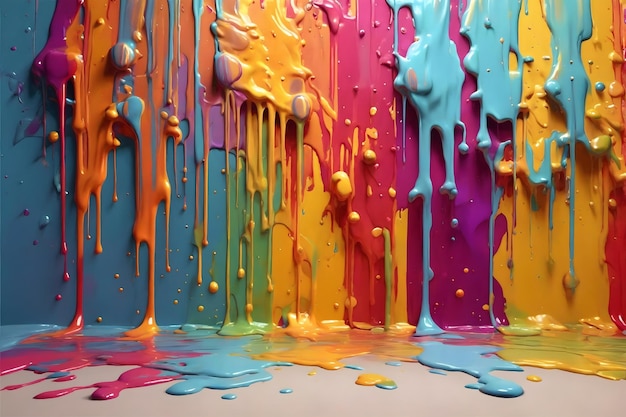 Gotejamento de textura de tinta Fundo colorido de tinta pingando Papel de parede de gotejamento de tinta Gotejamento de fundo de tinta Ai Generative