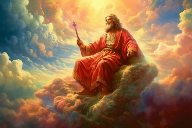 Gott in dramatischen Wolken religiöses Bild