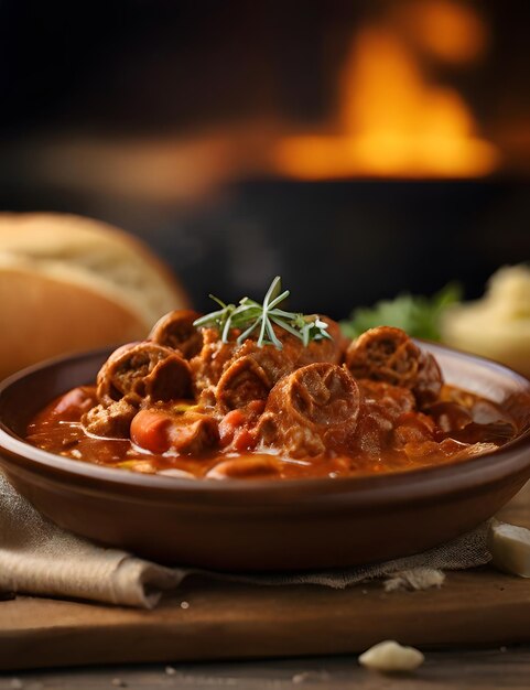 Goulash en el pan checo