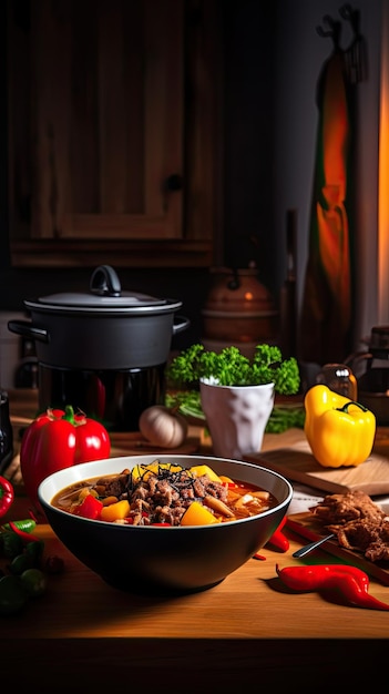 Goulash una sopa o guiso de carne y verduras sazonada con pimentón