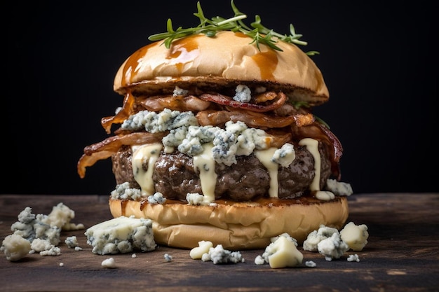 Foto gourmet-blau-käse-burger freude