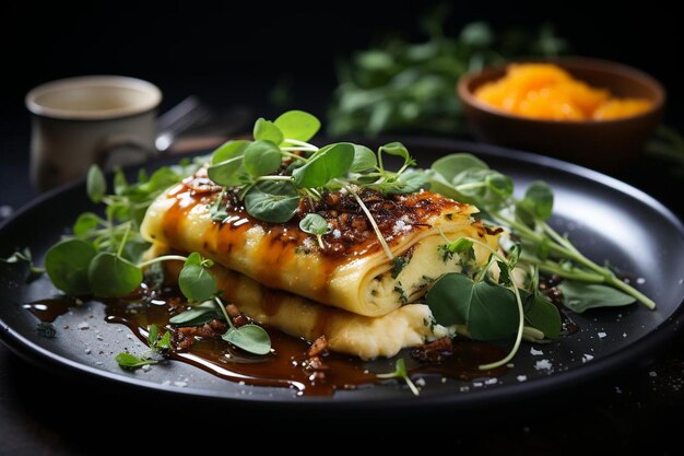 Foto gourmet cannelloni com manteiga de sálvia castanha delicioso cannelloni fotografia de imagem