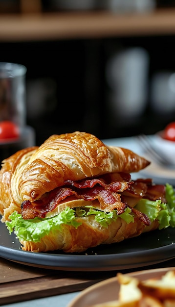 Gourmet-Croissant-Sandwich mit Speck-Salat