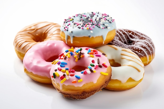 Gourmet-Donuts in verschiedenen Farben und leuchtenden Glasuren