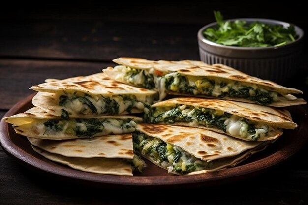 Gourmet espinafre alcachofra quesadilla