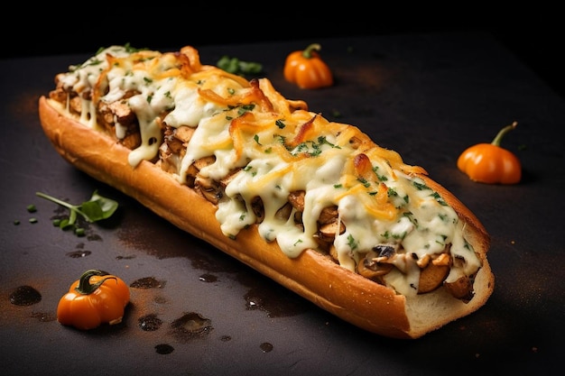 Gourmet Indulgência Deluxe Cheesesteak Delicia em fundo branco Comida deliciosa