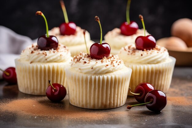 Foto gourmet-kirschenkuchen auf einem rustikalen tisch