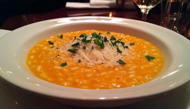 Foto gourmet-kürbisrisotto - ein kulinarisches vergnügen