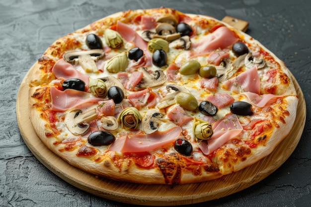 Gourmet-Pizza mit Birnen, Rucola und Blauem Käse Einzigartiges kulinarisches Vergnügen
