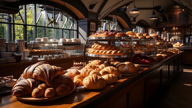 Foto gourmet-produkte, frisch aus dem ofen, von konditoreien und bäckereien generative ki