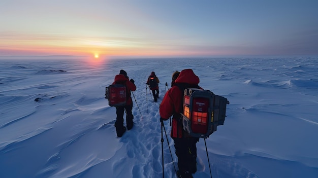 GPS-Tracking als Ihr Begleiter während einer Expedition zum Nordpol ermöglicht Echtzeitnavigation durch tückische Bedingungen. Generiert durch KI