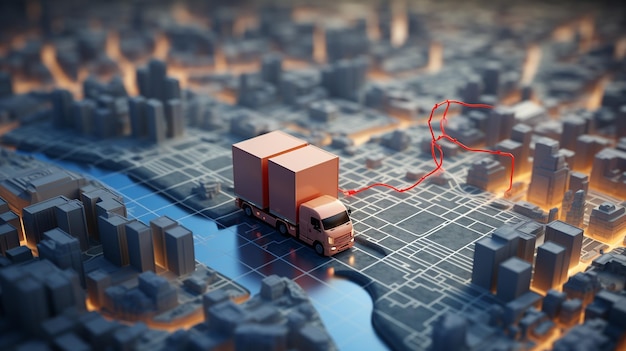 GPS-Verfolgung Top-View eines beweglichen Lastwagens mit Containerquot