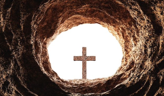 Grab der Kreuzigung und Auferstehung Jesu Christi Religion Ostern Thema 3D-Illustration