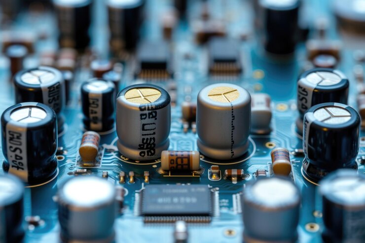 Foto grabación en primer plano de un circuito de audio inalámbrico en un fondo blanco aislado