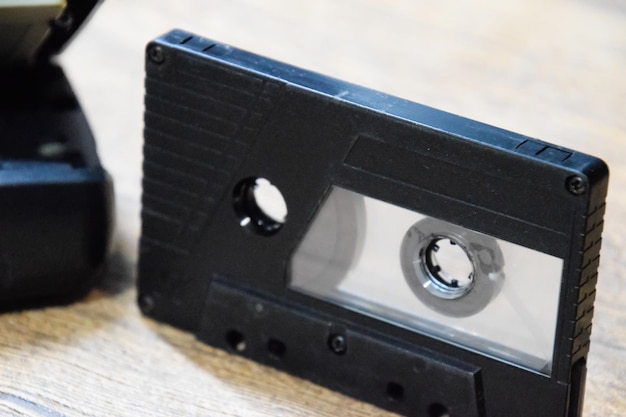 Foto grabadora de cinta de cassette compacta de música retro de medio