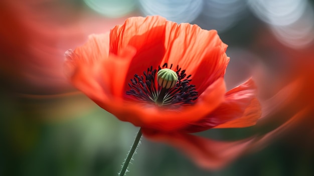 graça e elegância de uma flor de papoula vermelha