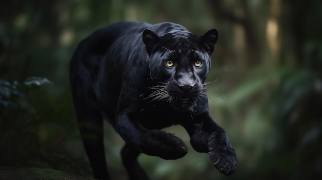 Graceful Leap Black Panther en la IA generativa de la jungla