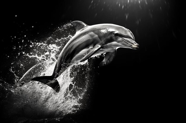 Foto la gracia de la armonía un encuentro cautivador con un delfín blanco y negro