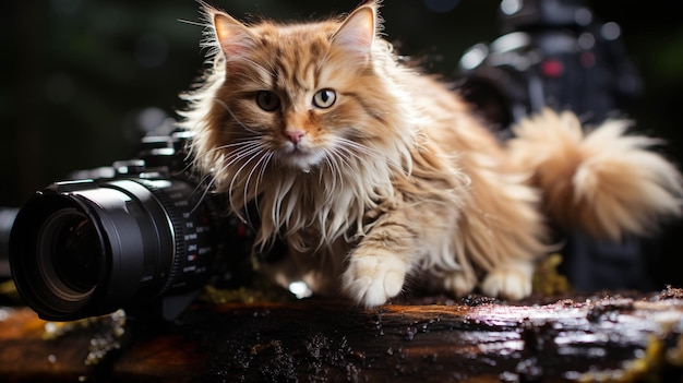 Gracia felina Gatito juguetón Fotografía de alta definición fondo de pantalla creativo