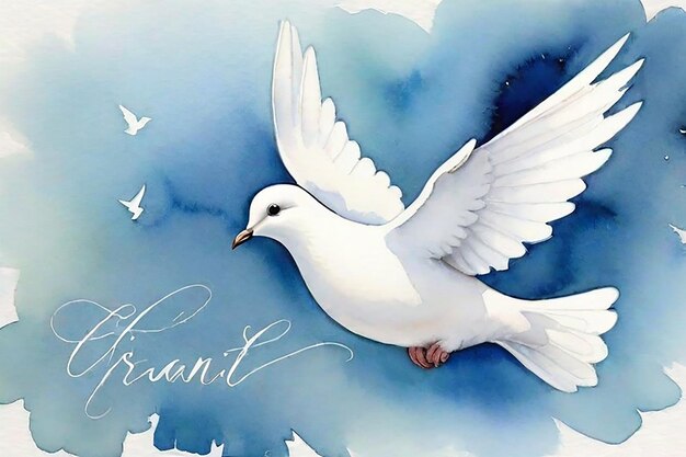 Gracias a la gracia Una tranquila tarjeta de agradecimiento personificada por la paloma blanca que se eleva