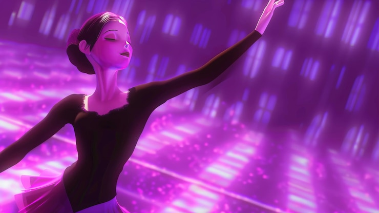 Foto una graciosa bailarina actuando en colores vibrantes mostrando arte y movimiento en una atmósfera surrealista como un sueño