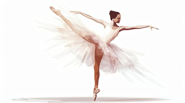 Foto graciosa bailarina bailando en zapatillas de punta ilustración vectorial de una mujer joven en un tutu blanco con un corsé rosa