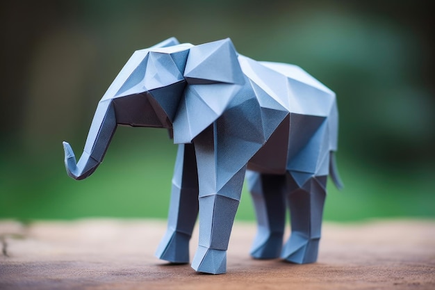 Foto graciosa escultura de origami de elefante con ia generativa