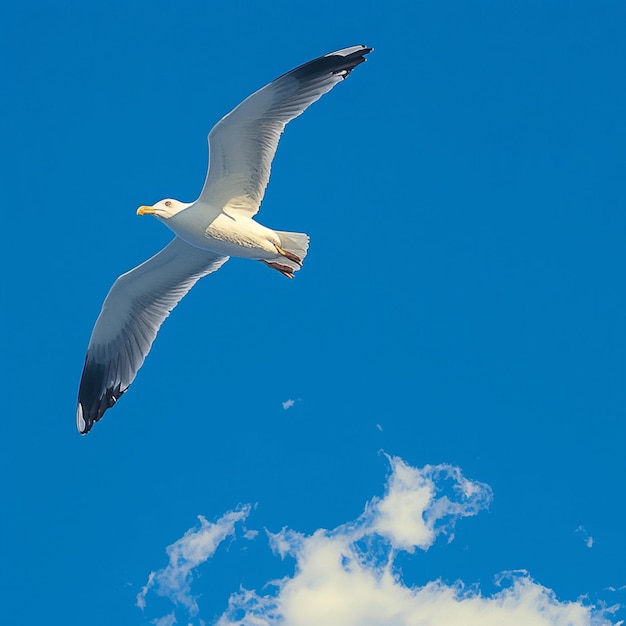 Graciosa gaivota deslizando sem esforço através do vasto céu azul Para Social Media Post Size