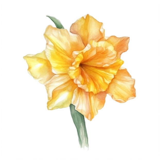 Graciosa imagen en acuarela que captura la belleza de una flor de narcisos