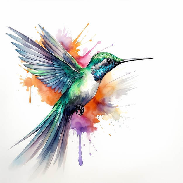 Graciosa tatuagem de colibri aquarela Artística
