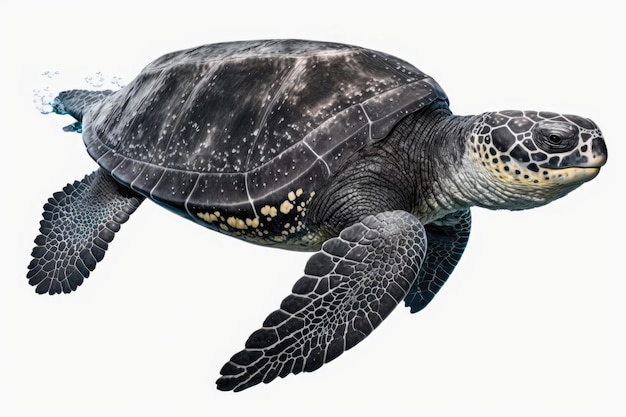 Graciosa tortuga laúd nadando en alta resolución