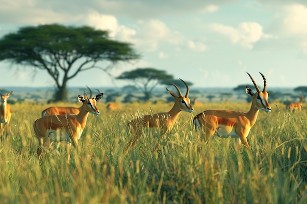 Foto las graciosas gacelas que vagan por la sabana africana octa