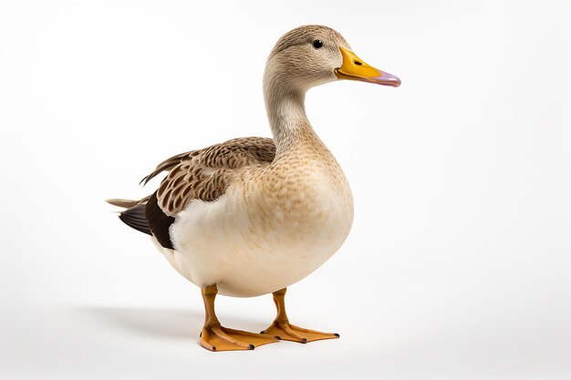 Gracioso pato de isolamento em fundo branco