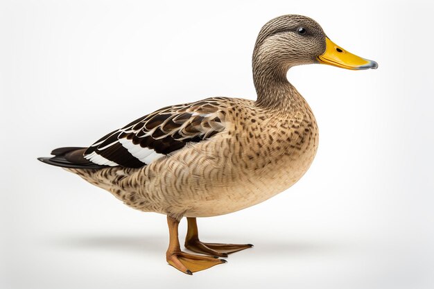 Gracioso pato de isolamento em fundo branco