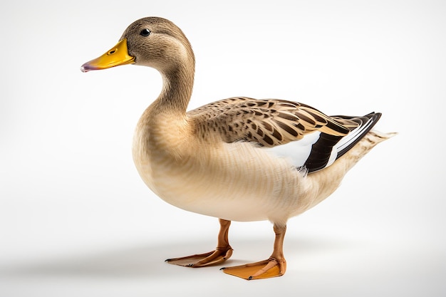 Gracioso pato de isolamento em fundo branco