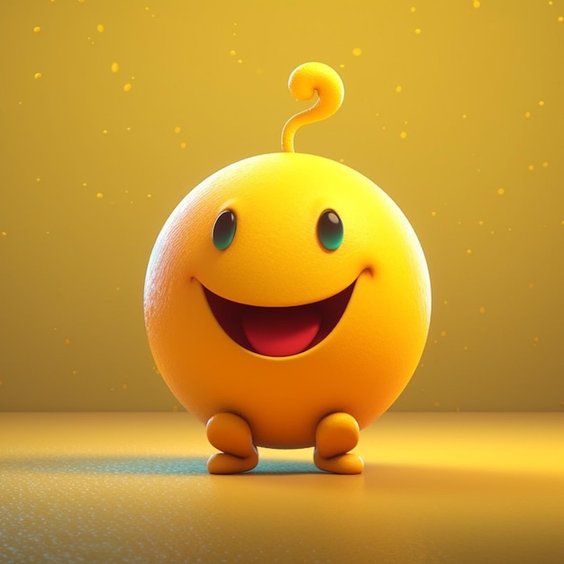 Gracioso personaje naranja con cara sonriente ilustración 3D