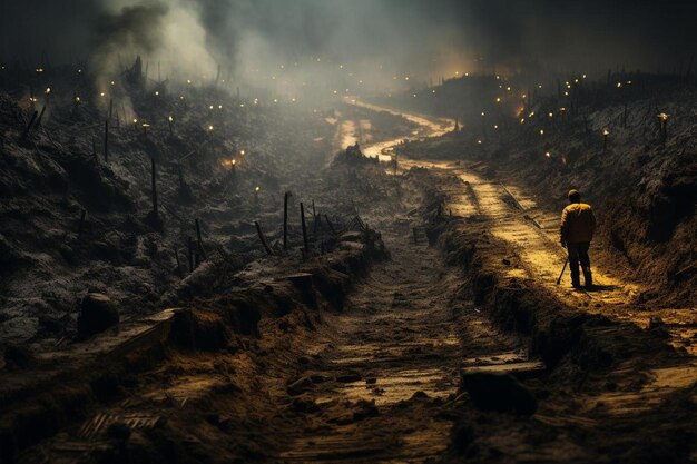 Grader criando um caminho através de um parque nacional Melhor fotografia de imagem