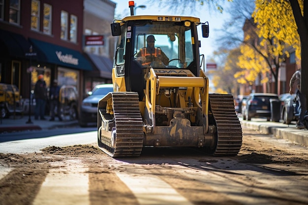 Foto grader navegando por las calles urbanas para el mantenimiento de carreteras mejor imagen de grader