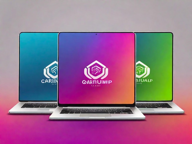 Foto gradient laptop logo vorlagen vektor isometrische vektor laptop illustration