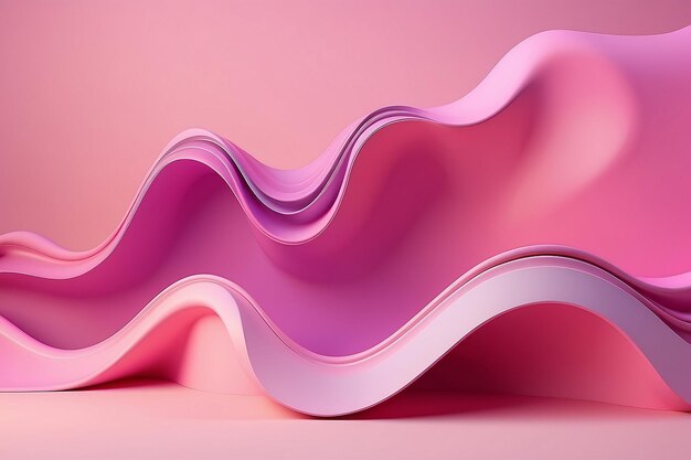 Gradient rosa weicher Hintergrund moderner Stil in Pastellfarben Abstraktion kreative Zusammensetzung flüssige Formen Zeitschriftenstil Vorlage Kopierraum 3D-Rendering 3D-Illustration