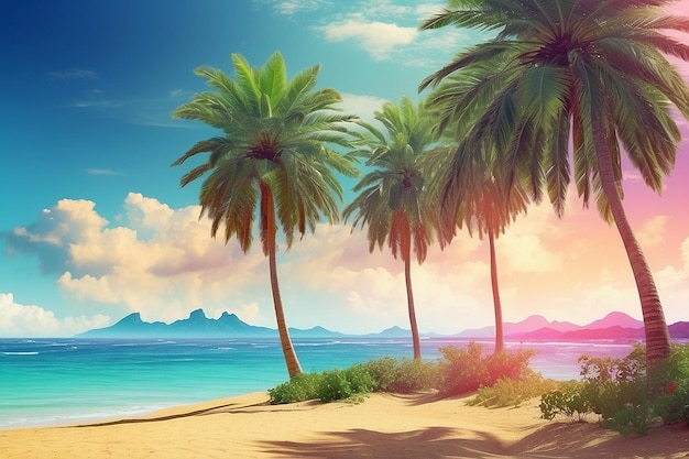 Gradient Sommerhitze Hintergrund mit Palmen ar c v