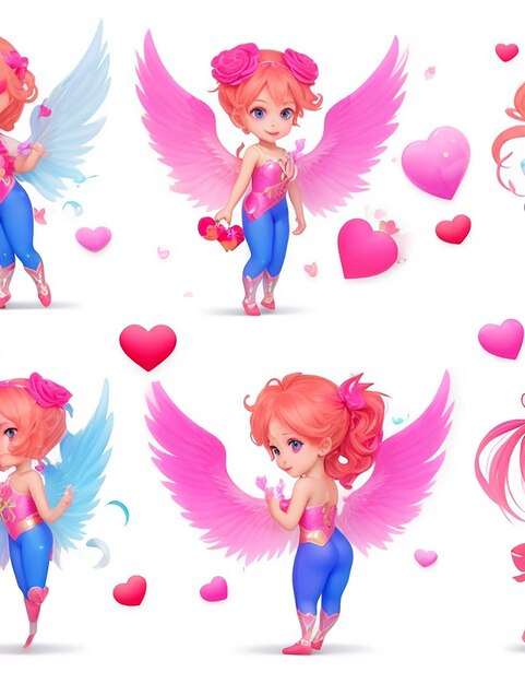 Gradient Valentinstag Cupid Charaktere Sammlung