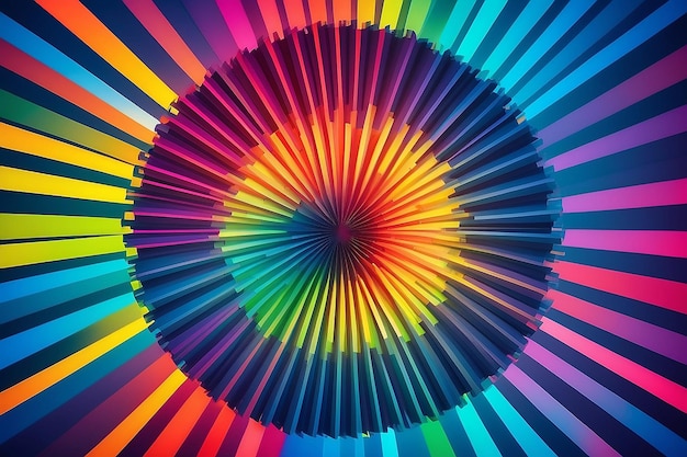 Gradiente abstrato desfocado espectro de luz arco-íris multicolorido fundo radial padrão concêntrico radial cores de néon vivas