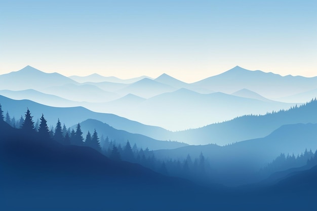 Gradiente azul del paisaje de las montañas