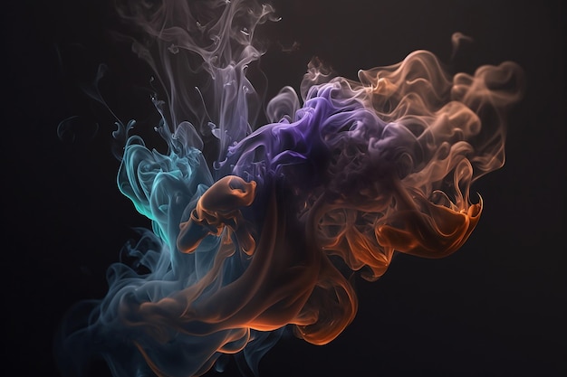 Gradiente de fumaça multicolorida em fundo escuro