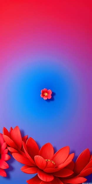 Foto gradiente de luxo estilo de animação 3d flora vermelha e azul abstrata